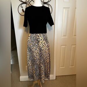 NWT Ann Taylor Short Sleeve Boat Neck Side Zipper Maxi Leopard Dress~Size SP